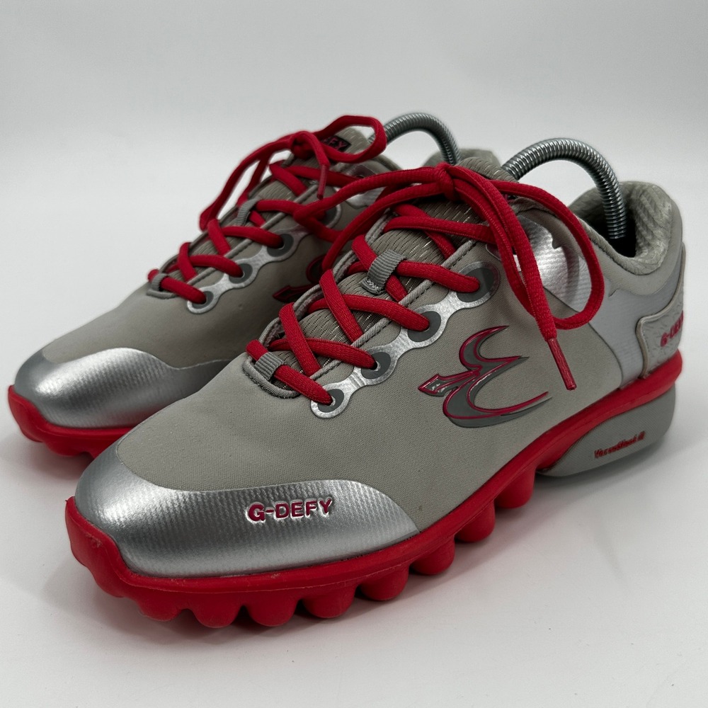 G Defy Gravity Defyer Women Gray Red Silver Shoes Sneakers VersaShock III Size10